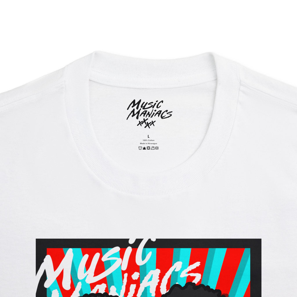 Press PLAY! Prinzazz | Music Maniacs | Graphic White T-shirt | Music Player Design Apparel