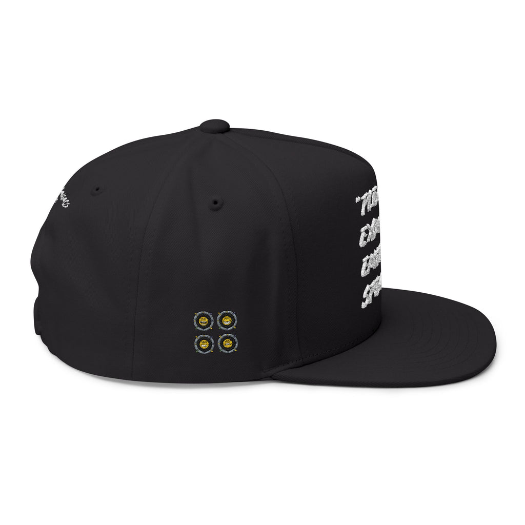 "Please Excuse My Emotional Speakers" White Logo Embroidered Flat Bill Cap