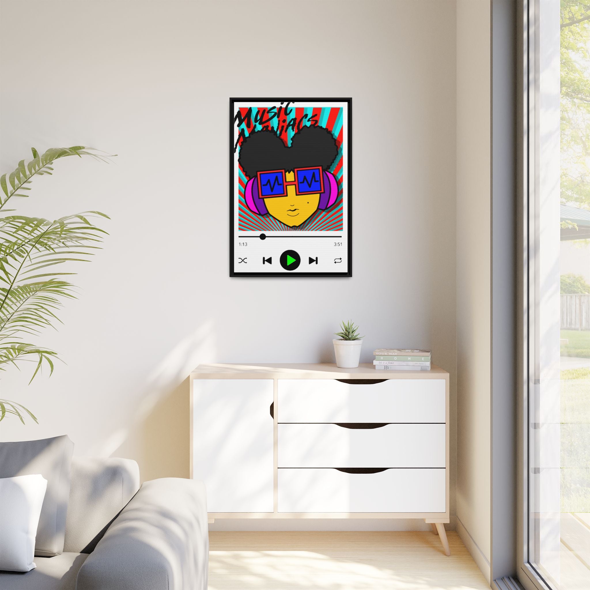 Press PLAY! Prinzazz Alt | Music Maniacs | Matte Framed Canvas | Pop Art Music Player Wall Art