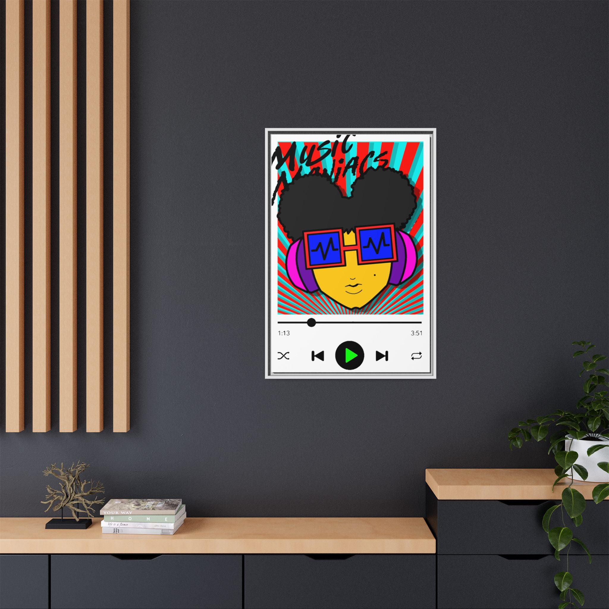 Press PLAY! Prinzazz Alt | Music Maniacs | Matte Framed Canvas | Pop Art Music Player Wall Art