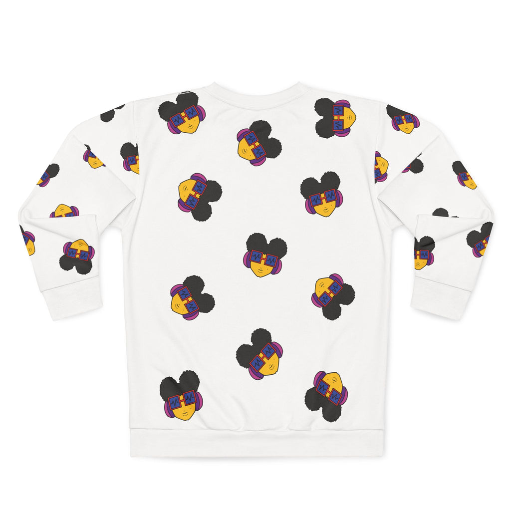 I'ts Prinzazz Faces All-Over Print White Crewneck Sweatshirt