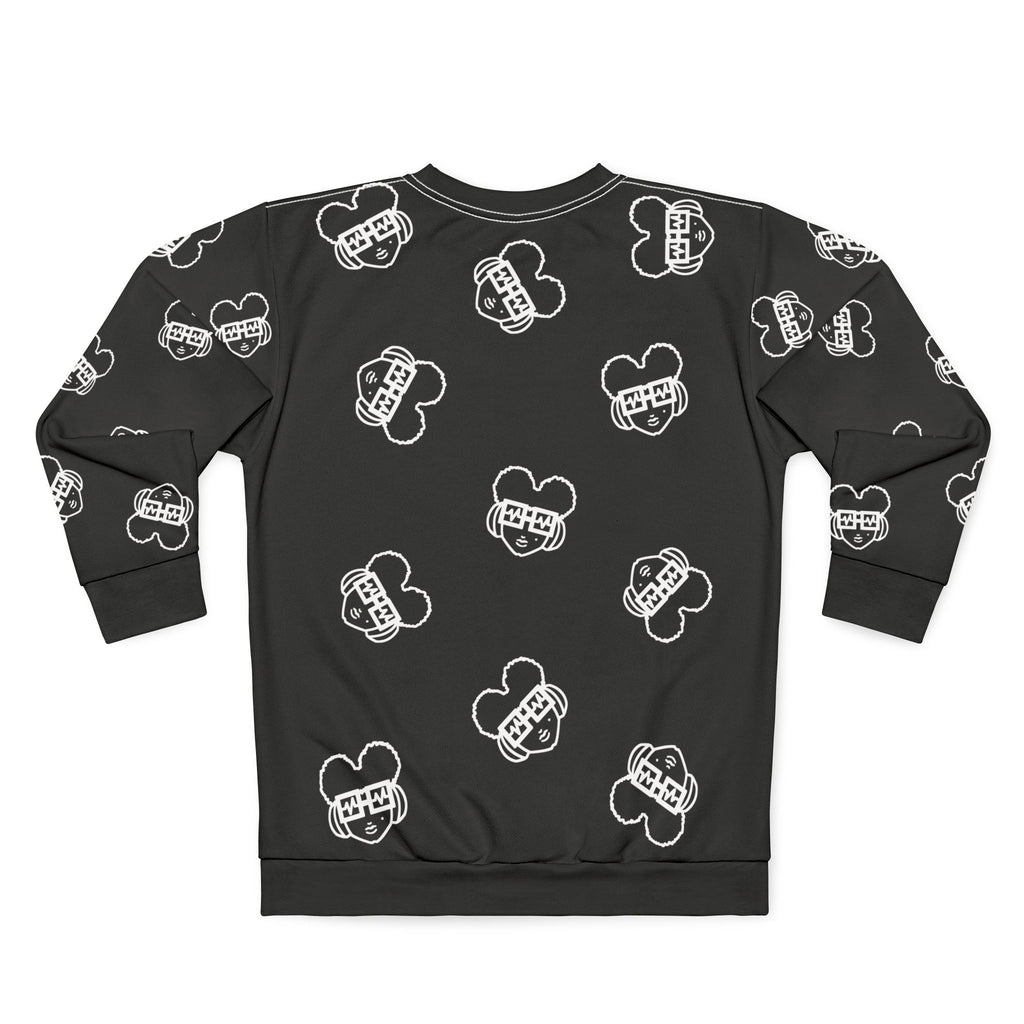 It's Prinzazz Faces All-Over Print Black Crewneck Sweatshirt