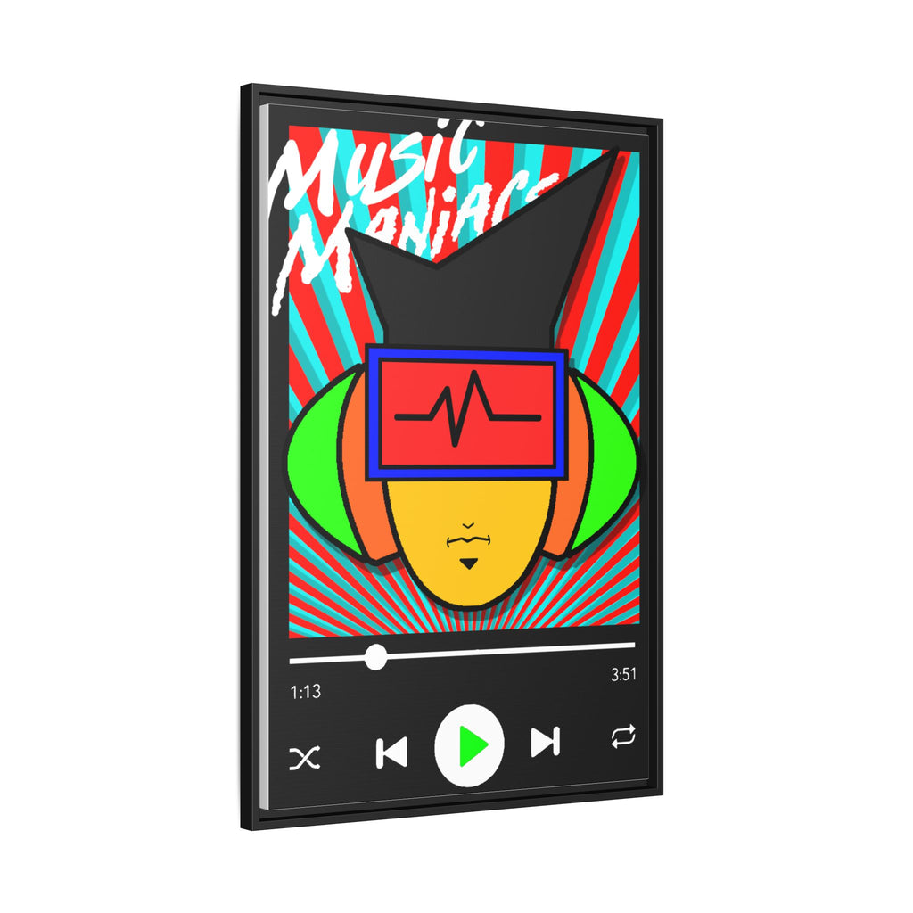 Press PLAY! Mann | Music Maniacs | Matte Framed Canvas | Pop Art Music Player Wall Art