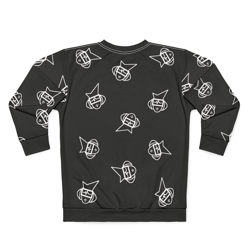 It's Mann Mann Faces All-Over Print Black Crewneck Sweatshirt