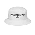Long Stacked Logo Embroidered Logo White Bucket Hat