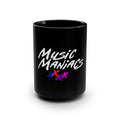 Stacked Logo Prinzazz SP | Music Maniacs | Black 15oz Mug | Retro Music Coffee Cup