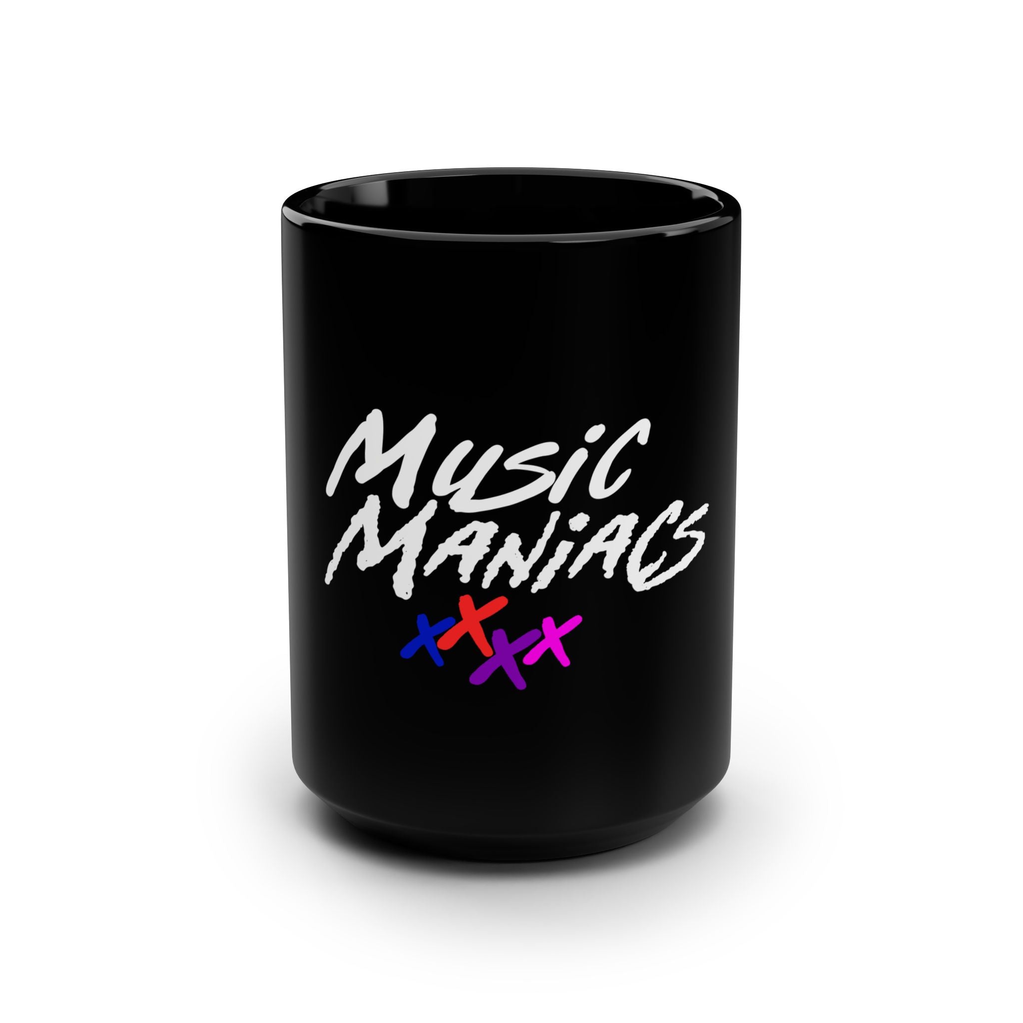 Stacked Logo Prinzazz SP | Music Maniacs | Black 15oz Mug | Retro Music Coffee Cup
