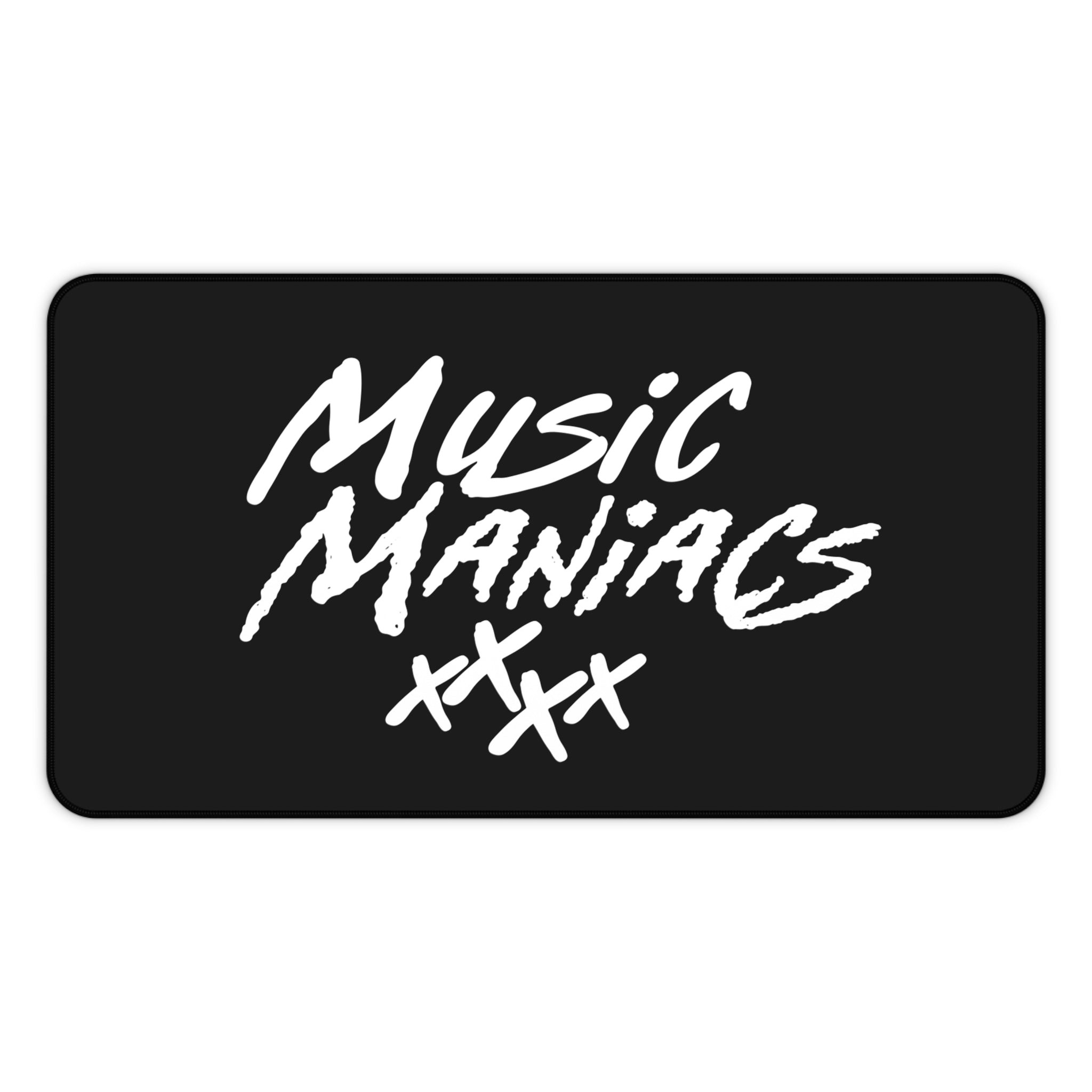Stacked White Logo | Music Maniacs | Gaming Desk Mat/Mousepad | Music Lifestyle Culture Streetwear