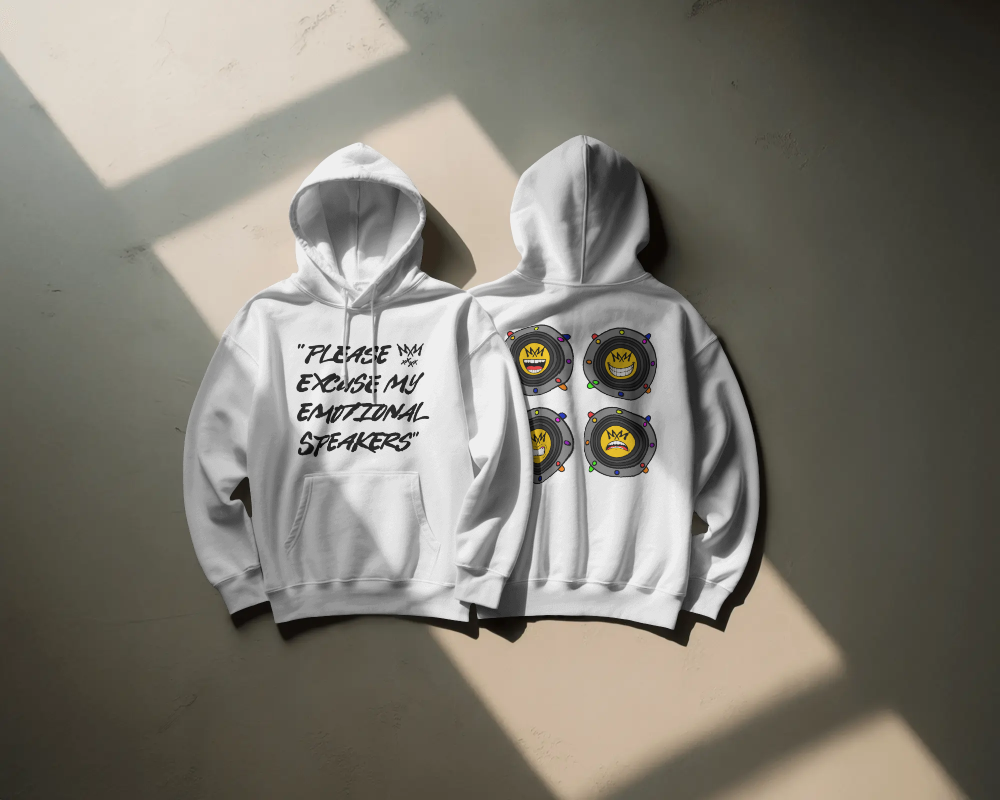 "Please Excuse My Emotional Speakers"  White Hoodie
