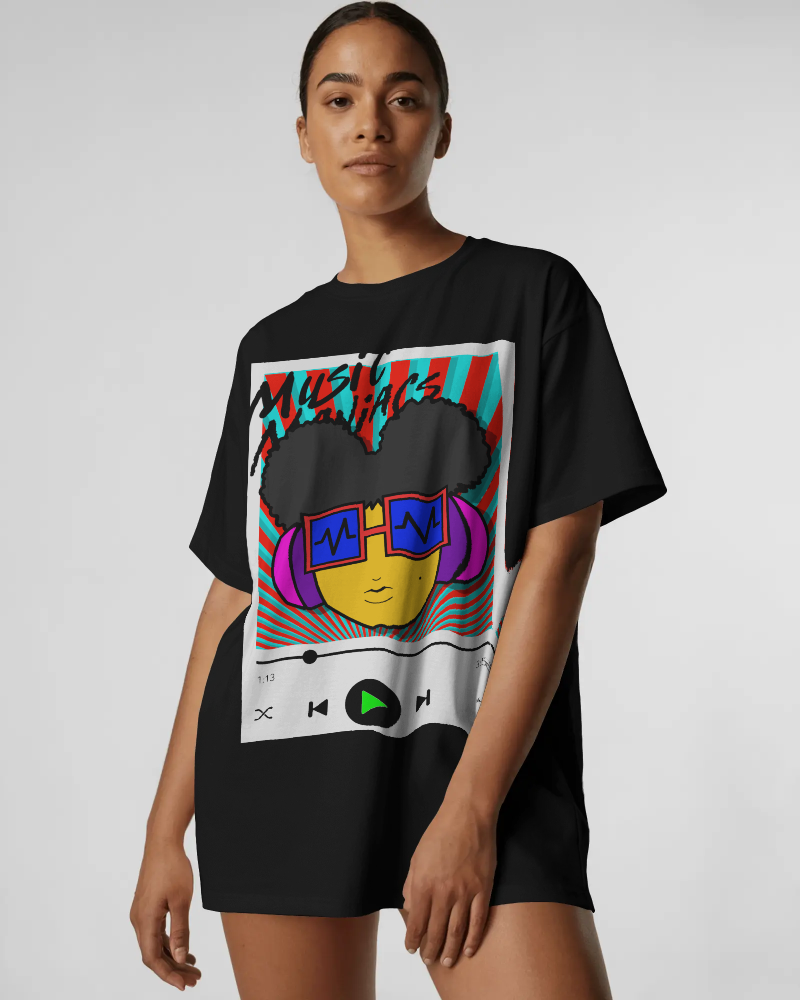 Press PLAY! Prinzazz | Music Maniacs | White Graphic T-shirt | Music Player Design Apparel