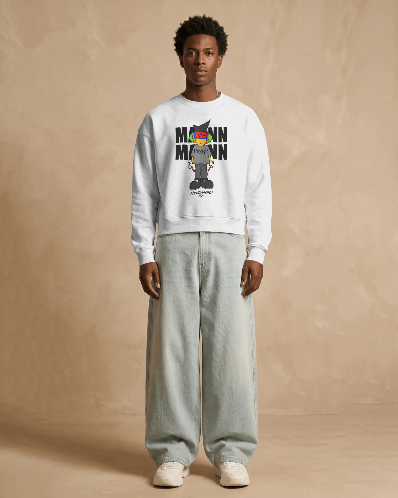 It's Mann Mann Signature White Crewneck Sweatshirt