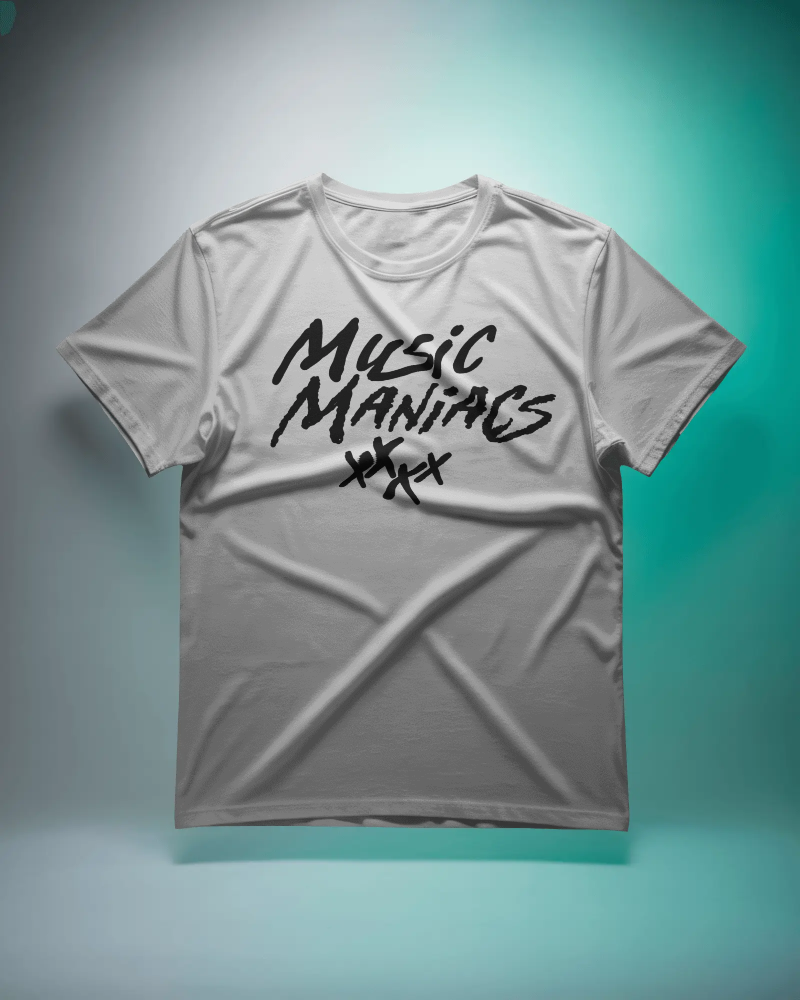 Stacked Black Logo | Music Maniacs | Tee/T-Shirt | Music Lifestyle Culture Streetwear
