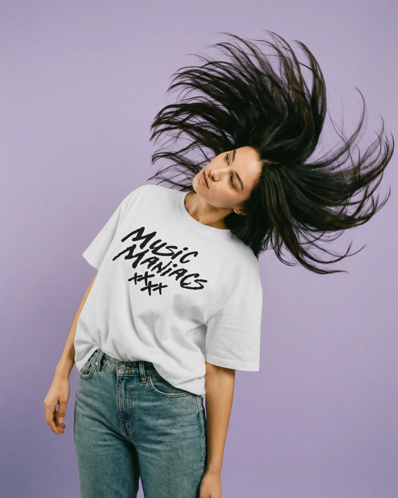 Stacked Black Logo | Music Maniacs | Tee/T-Shirt | Music Lifestyle Culture Streetwear