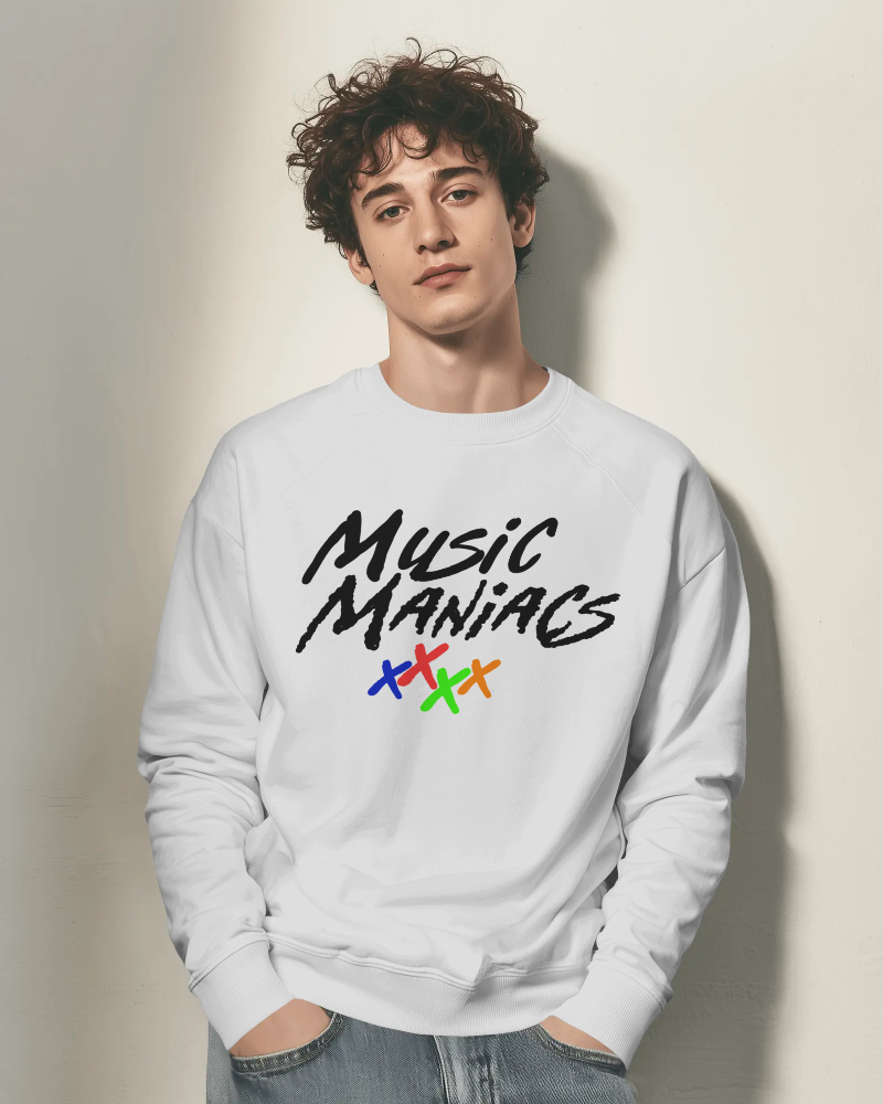 Stacked Logo Mann SP White Crewneck Sweatshirt
