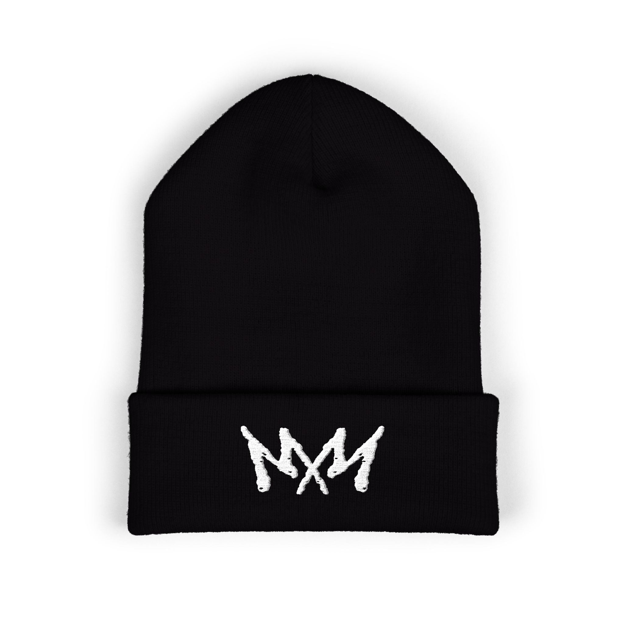 MM Cross Black Embroidered Cuffed Beanie
