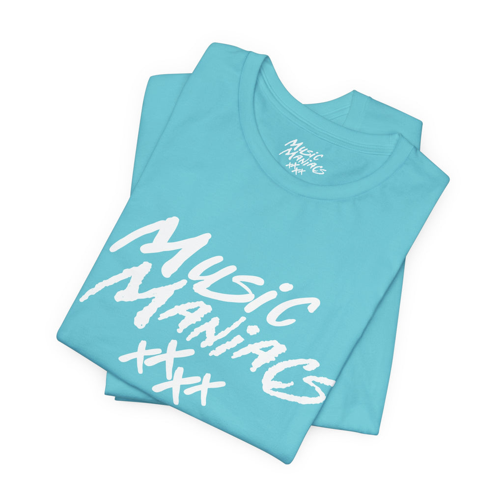 Stacked White Logo | Music Maniacs | Tee/T-Shirt | Music Lifestyle Culture Streetwear