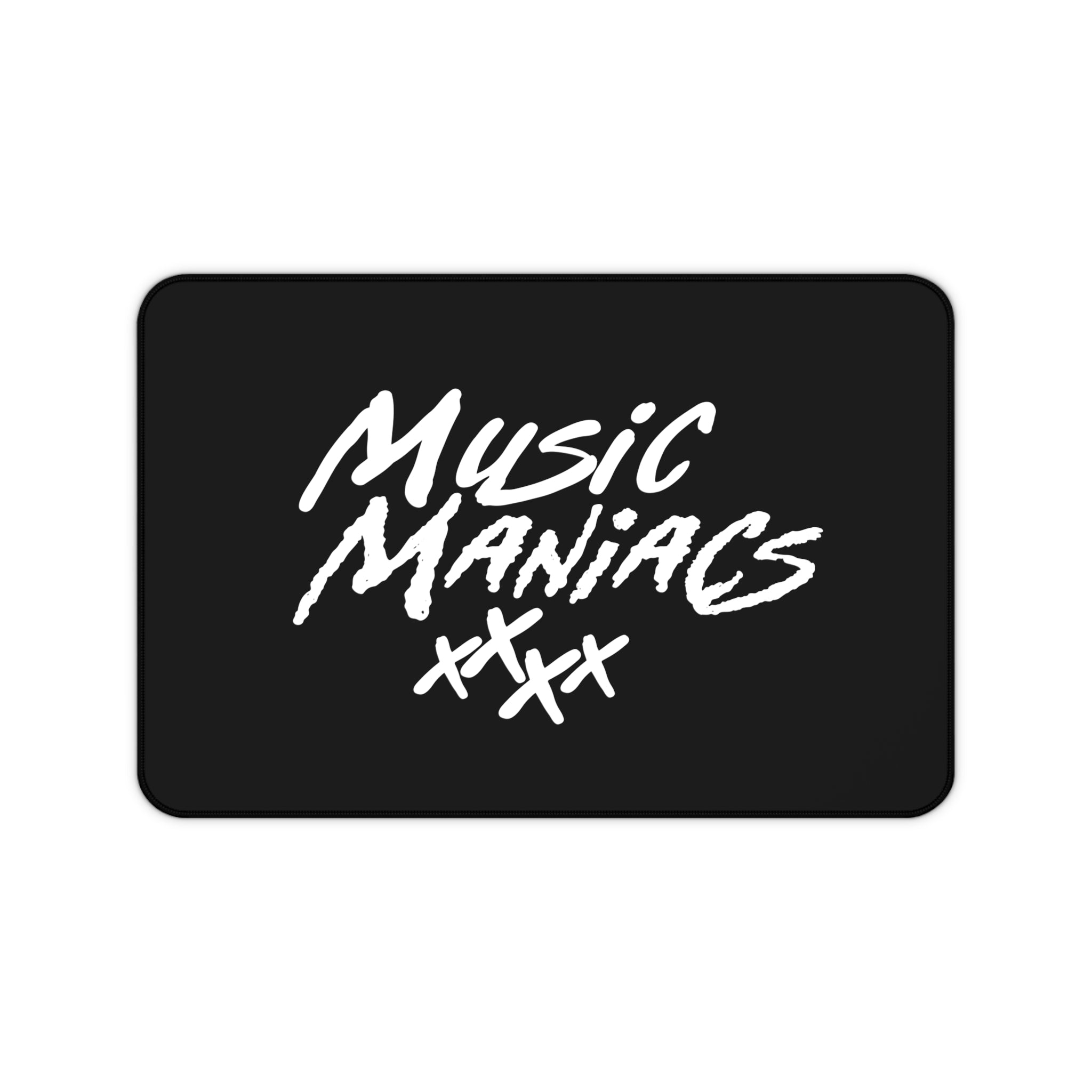 Stacked White Logo | Music Maniacs | Gaming Desk Mat/Mousepad | Music Lifestyle Culture Streetwear
