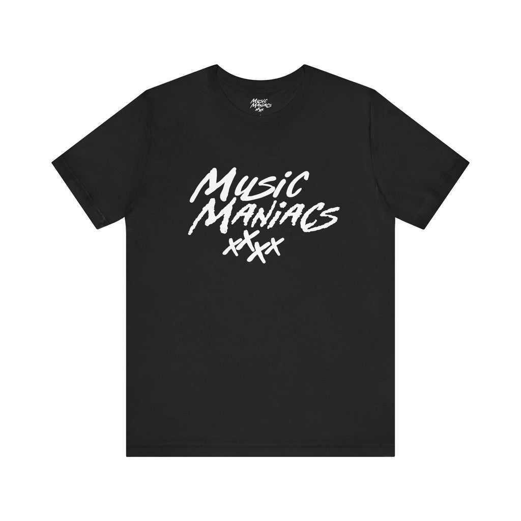 Stacked White Logo | Music Maniacs | Tee/T-Shirt | Music Lifestyle Culture Streetwear