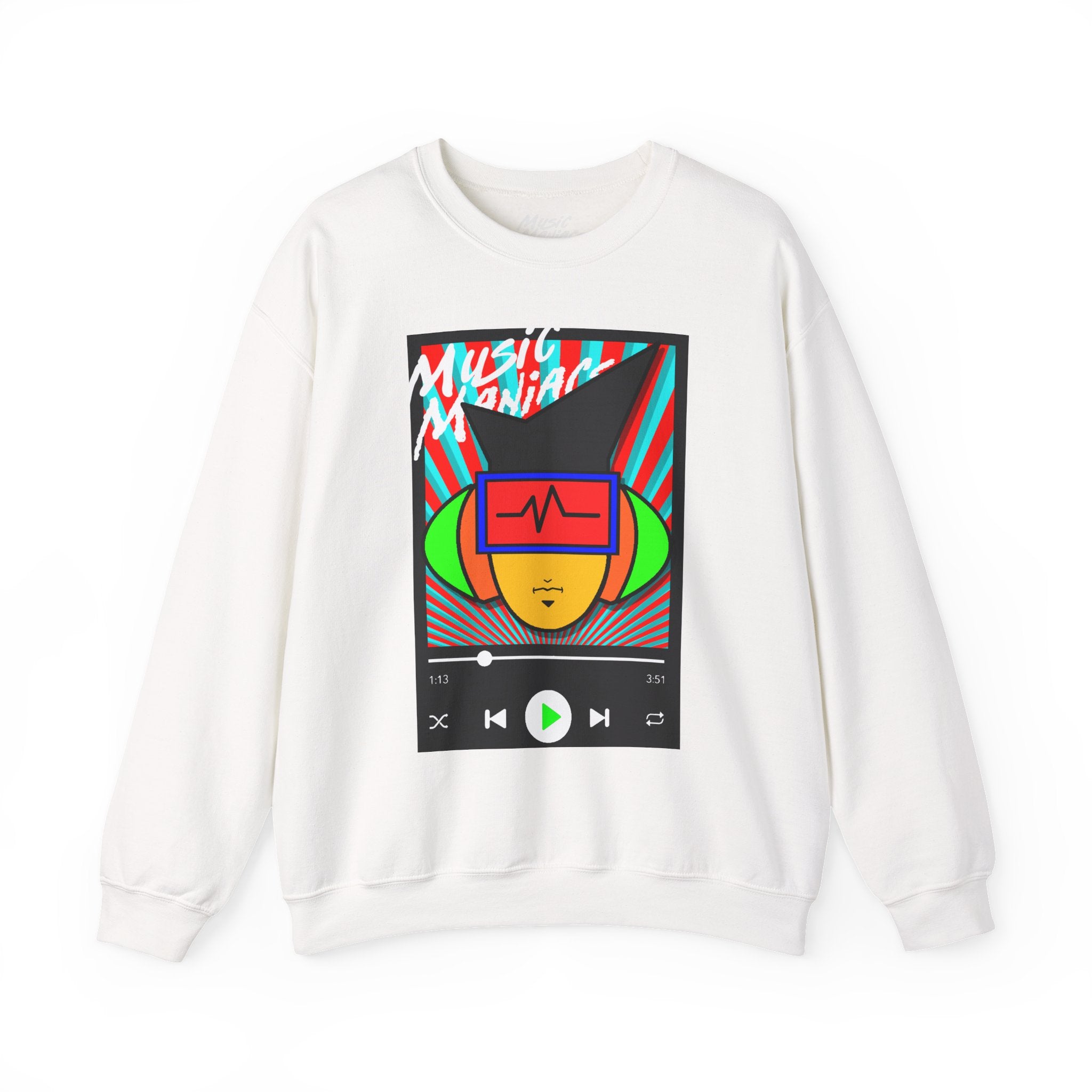Press PLAY! Mann Graphic White Crewneck Sweatshirt