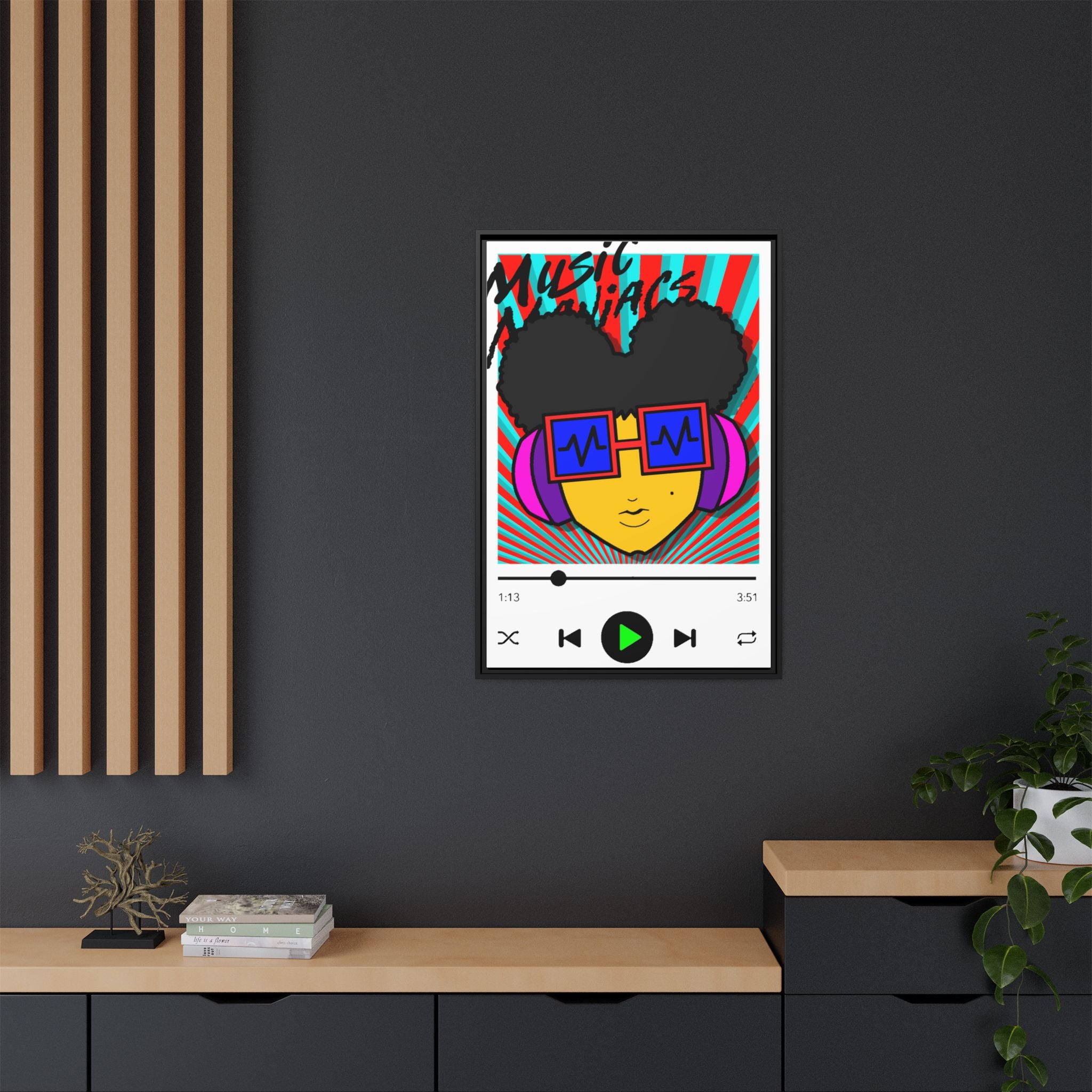 Press PLAY! Prinzazz Alt | Music Maniacs | Matte Framed Canvas | Pop Art Music Player Wall Art