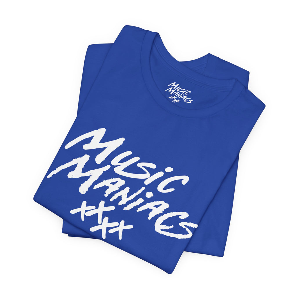 Stacked White Logo | Music Maniacs | Tee/T-Shirt | Music Lifestyle Culture Streetwear