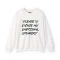 "Please Excuse My Emotional Speakers" White Crewneck Sweatshirt