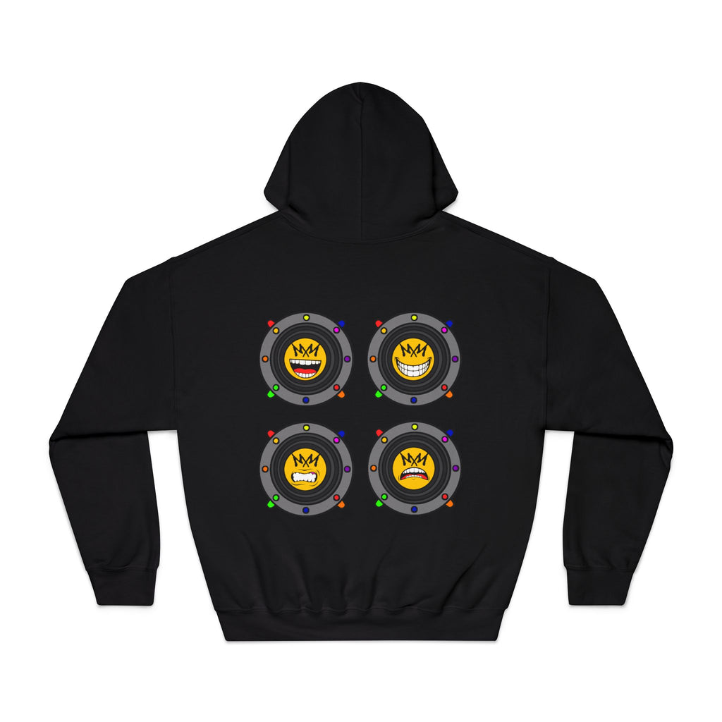 "Please Excuse My Emotional Speakers" | Music Maniacs | Black Hoodie | Speaker Emojis Back Print