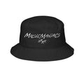 Long Stacked Logo Embroidered Logo Black Bucket Hat