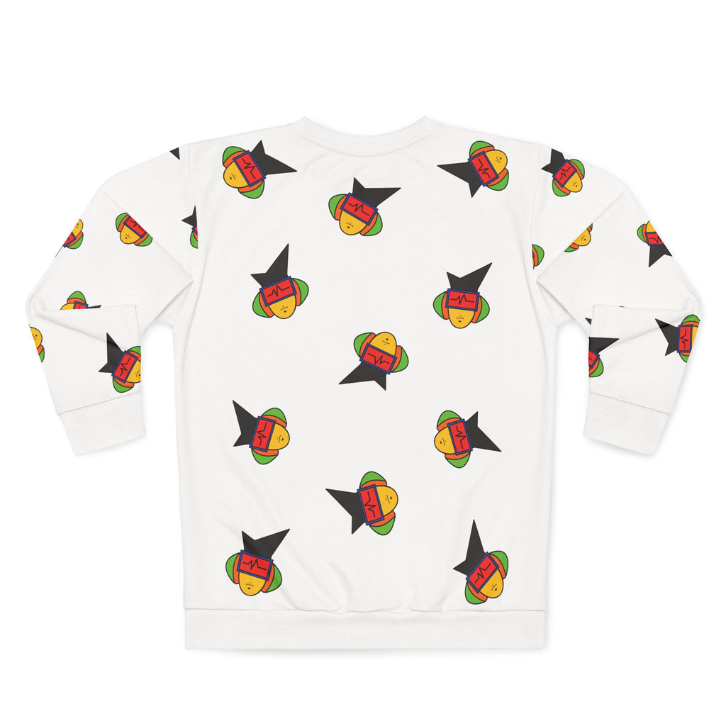 It's Mann Mann Faces All-Over Print White Crewneck Sweatshirt
