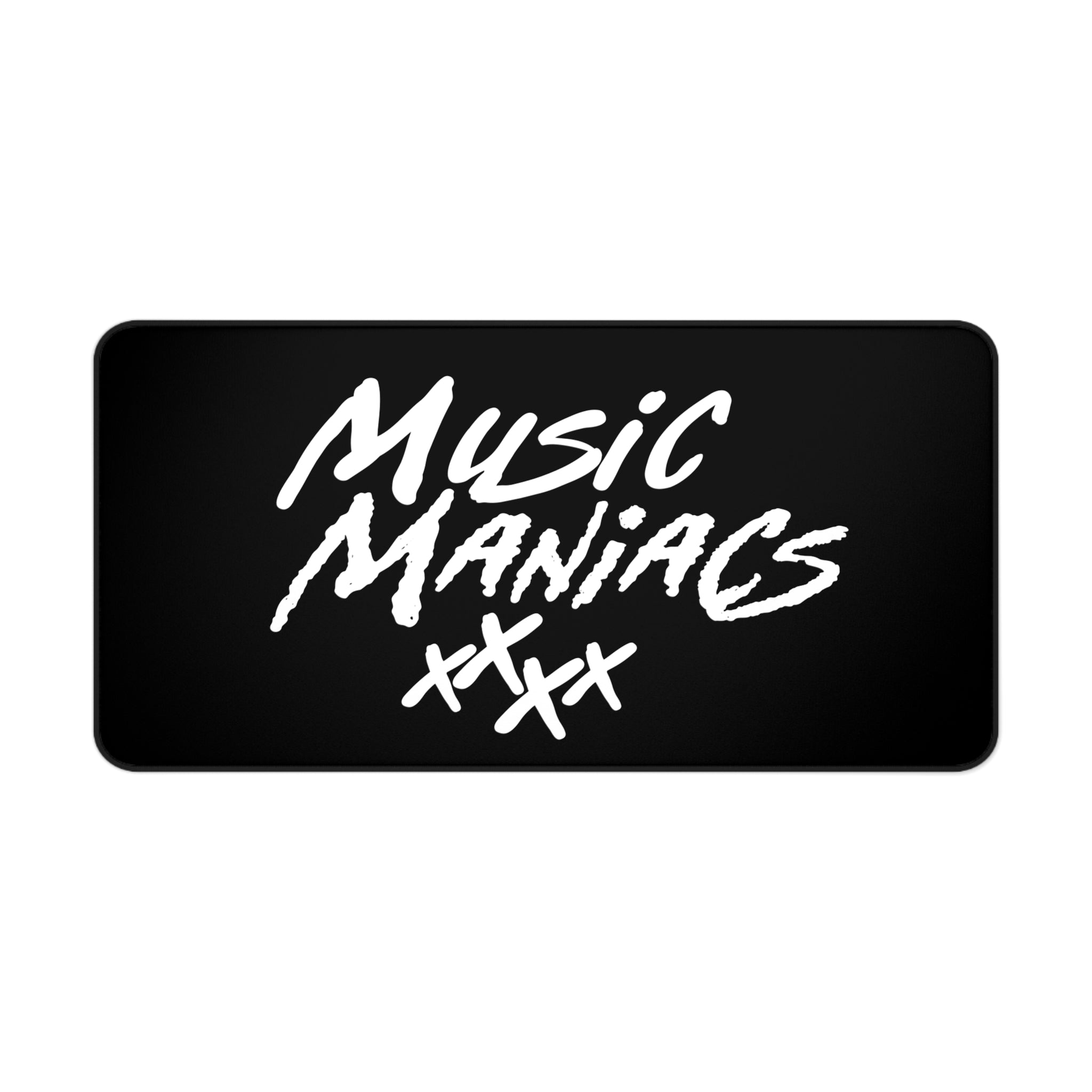 Stacked White Logo | Music Maniacs | Gaming Desk Mat/Mousepad | Music Lifestyle Culture Streetwear