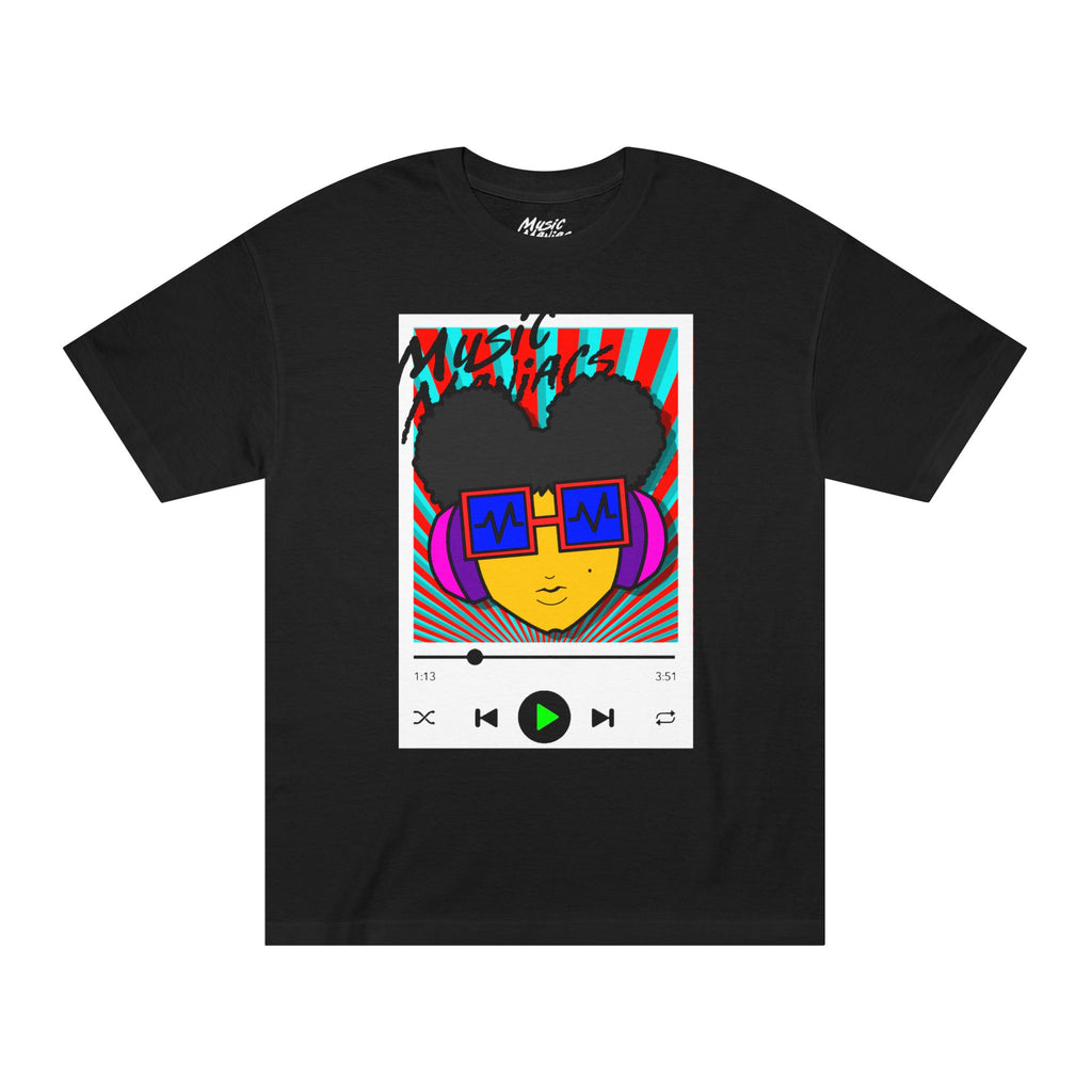 Press PLAY! Prinzazz | Music Maniacs | White Graphic T-shirt | Music Player Design Apparel