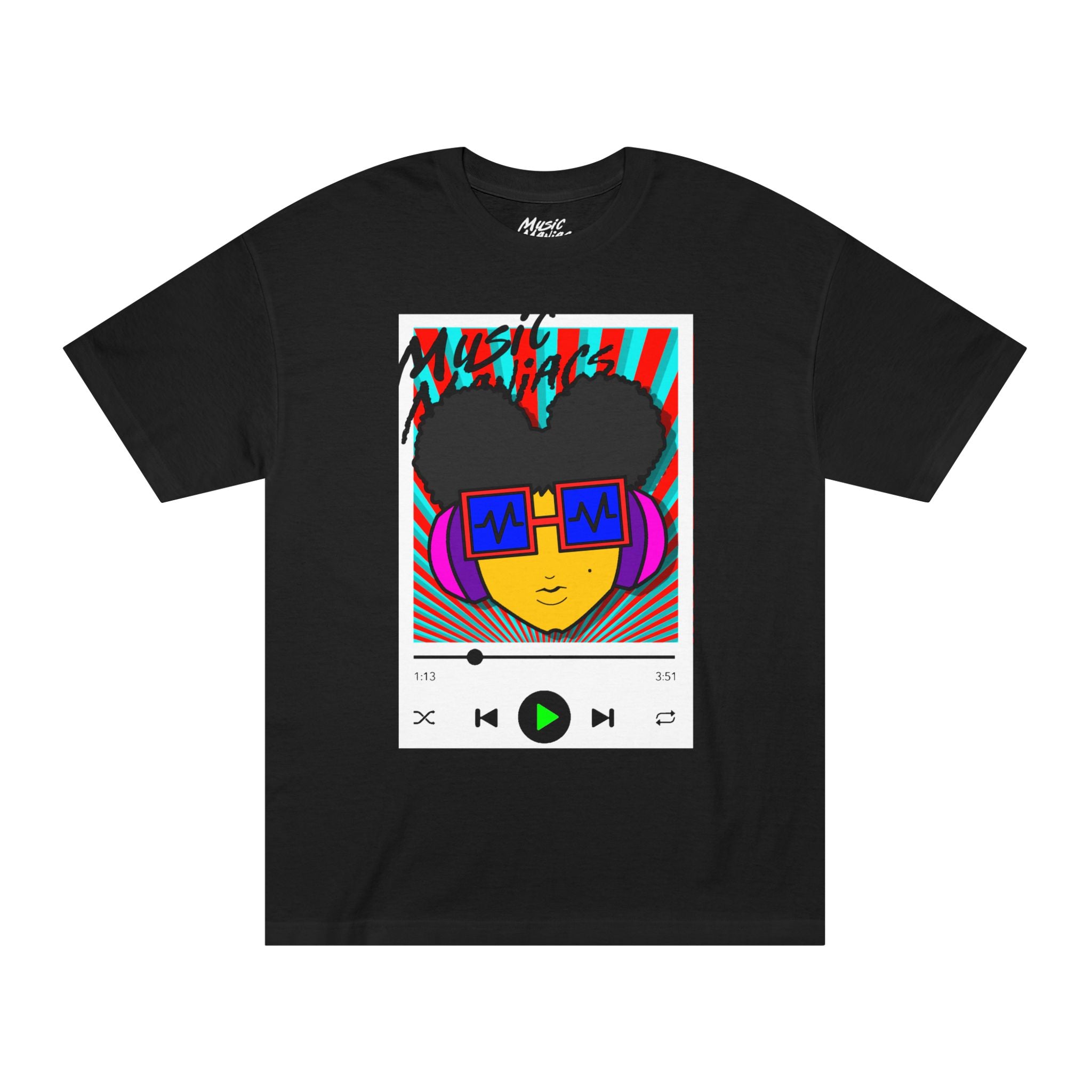 Press PLAY! Prinzazz | Music Maniacs | White Graphic T-shirt | Music Player Design Apparel